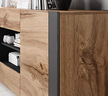 BIM Furniture Comò NUNKI 164 cm Credenza Highboard Armadio Wotan Rovere Antracite Due Ripiani Due Cassette