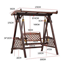 DGHJK Sedia a Dondolo da Esterno per 3 Persone, Sedia a Dondolo per Veranda in Legno Sedia a Dondolo da Esterno Adatta per Patio, Giardino, Bordo Piscina, Balcone