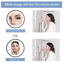 Specchio per Il Trucco Ingranditore 10X con Luci, Rotazione di 360 Gradi, Potente Ventosa, Aspirazione Bloccabile Portatile Ad Alta Definizione per Bagno da Tavolo Domestico