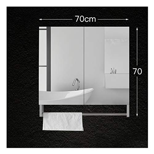 haozai Armadietto A Parete da Bagno con Specchio Mobile Pensile da Bagno con Porta E Mensola Bianco,con Portasciugamani,Specchio da Bagno con Mensola 60x70 Cm 23