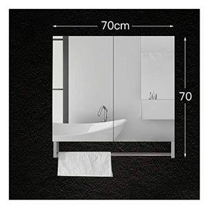 haozai Armadietto A Parete da Bagno con Specchio Mobile Pensile da Bagno con Porta E Mensola Bianco,con Portasciugamani,Specchio da Bagno con Mensola 60x70 Cm 23