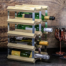 Portabottiglie in legno e metallo | Rack industriale 4x2 | 10-12 Capacità bottiglia | Bottiglie di champagne, vino e liquori | M & W