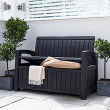 Panca da Giardino Grigia a 2 posti da 184 Litri - Cassetta Portaoggetti per Attrezzi e Cuscini Sedute da Patio - Design Contemporaneo, Resistente alle Intemperie, Non Sbiadisce ed è facile da Pulire