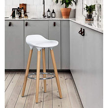 Homy Casa Set of 2 Bar Stools White with Footrest Wooden Frame - Jasmine Scandinave Bar Chairs