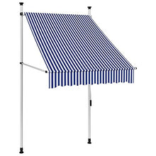 vidaXL - Tenda da sole retrattile, funzionamento a mano, 100 cm, a righe, colore: Blu/Bianco