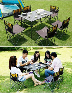 Tavolo pieghevole con 6 sedie, tavolo da campeggio portatile regolabile in altezza per interni ed esterni (7 pezzi)