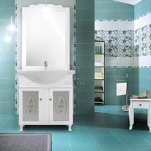 Shop Chic Arredo bagno bianco stile contemporaneo con lavabo 65 cm e specchio liberty