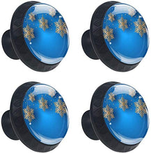 Blu Natale Con Appesi Fiocchi Di Neve Camera Da Letto Pomelli per Porta Set di 4 Pomelli per Mobili Manopole per Cassetti Cucina Armadio Vetro