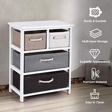 Cassettiera ， Cassettiera in Legno A 3 Ripiani Armadio Rack 4 Cestini Intrecciati in Vimini Organizer in Addit