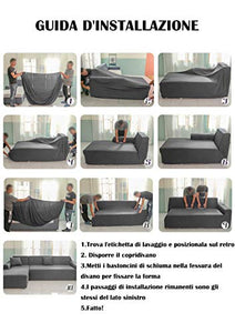 GETMOREBEAUTY Copridivano con Penisola Soggiorno 2 Pezzi Elasticizzato Morbido Poliestere Spandex Tessuto Copridivano Angolare Copridivano Ferma Copridivano a l con Penisola