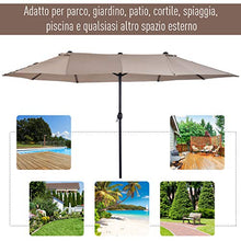 Outsunny Ombrellone da Giardino 460x270x240cm Doppio con Apertura a Manovella, Acciaio e Poliestere Color caffè