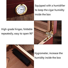 Umidificatore a scatola isolante 6 Sigari Humidor Dispositivo di Raffreddamento Portatile Legno di Cedro Cigar Idratante Governo Prospettiva Tetto Apribile Due Aree di Stoccaggio Igrometro Esterno