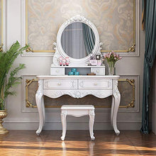 YaGFeng Dressing Table Retro in Legno Banco di Cosmetici Vanità Specchio E Ragazze Vestirsi Tavolo con Quattro Cassetti per Camera Trucco Gioielleria Bagagli (Color : White, Size : 108x45x156cm)