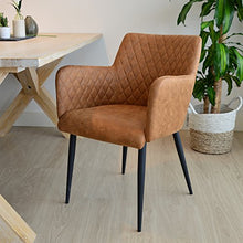 Damiware Rose Sedia con bracciolo | sala da pranzo Comfort Rivestimento in Tessuto (Cognac)