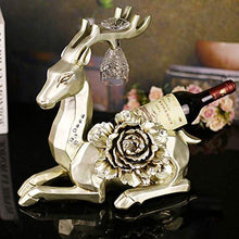KANJJ-YU realistico artigianato europeo decorazione della casa artigianale resina cervo vino cremagliera peonia regali aziendali all'ingrosso (40 x 25 x 35 cm) vino