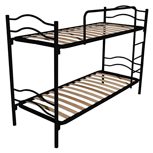 DOLCI SOGNI Letto a Castello per Adulti e Bambini 205x80 cm, Nero, Altezza 150 cm, Letti a Castello con 2 Rete Letto Singolo 80x190, Scomponibile in 2 Letti Singoli