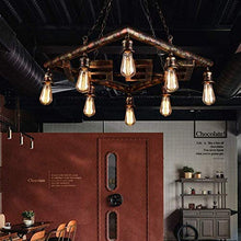 N/Z Home Equipment Ralph Pipe E27*8 Steampunk Bright Loft Style Living Room Dining Room Square 8 Head Wrought Iron Bar Cafe Easy to Tall
