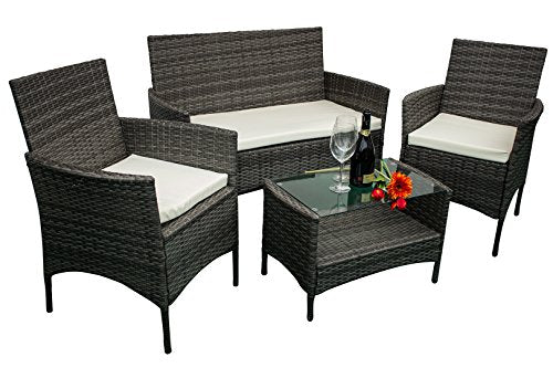 AVANTI TRENDSTORE - Andria - Set di mobili da Giardino in ecorattan, 2 poltrone Singole, 1 Poltrona a 2 posti e 1 Tavolo