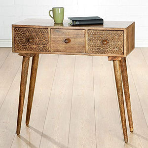 GILDE - Credenza in legno con fiore della vita, 80 x 79 x 34 cm, colore: Marrone