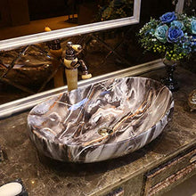 WEHOLY Lavabo in Resina Lavabo da Incasso Ovale in Pietra Naturale Lavabo antispruzzo per Hotel in Marmo Creativo retrò