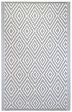 Brandsseller Tappeto per interni ed esterni, circa 90 x 150 cm, resistente alle intemperie, per giardino, terrazza, balcone, motivo a rombi, grigio chiaro