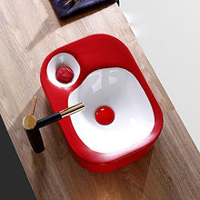 Semplice lavabo in Ceramica Rosso e Bianco sopra Il lavandino della Famiglia Lavabi