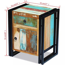 Festnight Comodino Camera da Letto stile Vintage in Legno Massello Anticato con Cassetto