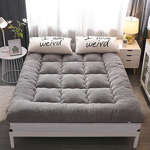 YXXCD Caldo Agnello Materasso Letto Futon, Velluto di Piume Morbido Tatami Materasso Traspirante Confortevole Materasso Terra Tappetino Alta qualità Camera da Letto-Grigio 180x200cm(70x78inch)