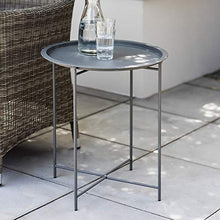 CKB LTD - Vassoio per bistrot in acciaio per esterni, gambe pieghevoli e vassoio rimovibile, in acciaio verniciato a polvere di carbone opaco – singolo tavolo da giardino (carbone)