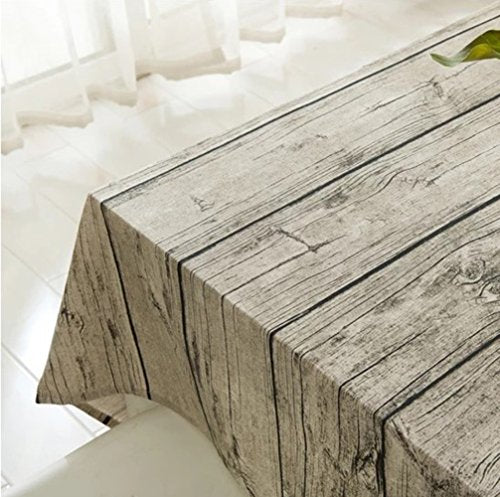 XUDOAI Tovaglia Lino Vintage Rettangolare, Panno di Tavolo da Pasto di Legno a Righe per Casa Hotel Caffetteria Ristorante, Resistente al Calore e all’umidità (35 * 35inch)