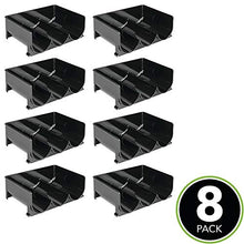 mDesign Set da 8 portabottiglie vino e bevande – Portabottiglie frigo impilabili e con pratici manici – Scaffale portabottiglie per la cucina in plastica senza BPA – nero