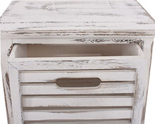 Mendler Serie Vintage Comodino con cassetto Legno paulonia 27x35x57cm Bianco