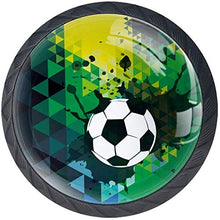 Nero verde Doodle Sport Calcio Pomelli per Porta Set di 4 Pomelli per Mobili Manopole per Cassetti Cucina Armadio Vetro