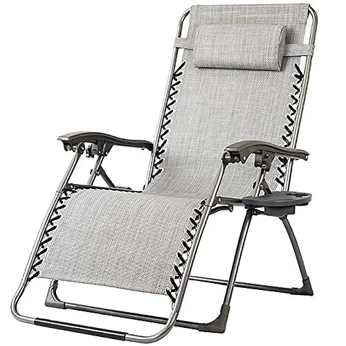 Sedia Sdraio Reclinabile Lettino Prendisole Sedia Pieghevole Da Campeggio/Giardino/Spiaggia Con Portabicchieri E Portacellulare Poltrona Gravità Zero,Capacità Di Carico 150 Kg