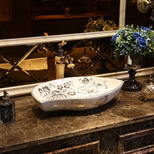 WEHOLY Lavabo in Resina Lavabo da Incasso Ovale in Pietra Naturale per Bagno a Forma di Barca lavabo retrò Creativo in Ceramica Jingdezhen Hotel Anti-Splash
