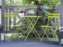 Beliani Set da Esterno 3 Pezzi Tavolino 2 Sedile Pieghevoli Metallo Verde Limone Fiori