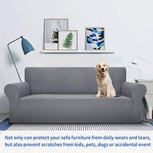 MAXIJIN Fodera per Divano Super Elasticizzata per 3 posti, 1 Pezzo Fodera per Divano Jacquard Protezione per mobili Cani Pet Friendly Fodera per Divano Aderente (3 Posto, Grigio Chiaro)