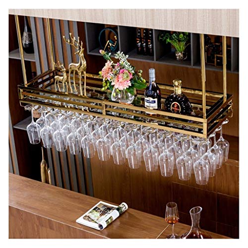 LYPGA Hanging Supporto del Vino Rosso, scaffale, Appeso Titolare Calice, Rosso Porta Bicchiere di Vino, Supporto di Vetro di Vino a casa Creativo (Color : Gold, Size : 100 * 35cm)