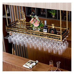LYPGA Hanging Supporto del Vino Rosso, scaffale, Appeso Titolare Calice, Rosso Porta Bicchiere di Vino, Supporto di Vetro di Vino a casa Creativo (Color : Gold, Size : 100 * 35cm)