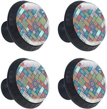 Modello etnico floreale diagonale colorato Pomelli per Porta Set di 4 Pomelli per Mobili Manopole per Cassetti Cucina Armadio Vetro