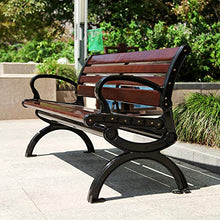 Panche da terrazza per panchine da giardino all'aperto, Panchina a doghe in legno massello anticorrosivo, Sedia da portico resistente alle intemperie con struttura in metallo schienale e braccioli