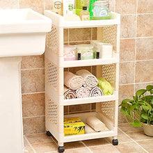 LYM &ripiano di stoccaggio Storage Cucina Scaffale, Multifunzione da Terra Trolley da Letto Bagno Soggiorno Rack di stoccaggio -4 Piani Scaffale di Finitura