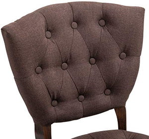CLP Sedia Pranzo Vintage Elysa in Tessuto I Poltroncina rétro Design Chesterfield con Telaio in Legno di caucciù, Colore:Marrone, Colore della Cornice:Antico Scuro