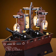 Champagne Portabottiglie Creativo Sailing Style Vino Rosso Vino Rosso di Legno Rack 4 Bottiglie 5 Tazze titolari Decorazione