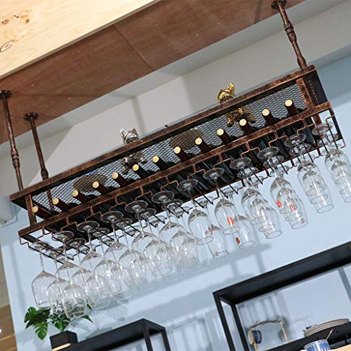 COLiJOL Portabicchieri da Vino Appendiabiti da Soffitto Appeso a Soffitto Stendibiancheria Portabottiglie da Vino a 2 Livelli Portabottiglie da Vino Regolabile Dispenser Di Vino per Maggiordomo Unive