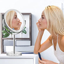 Auxmir Specchio Trucco da Tavolo Bifacciale, Specchio Ingranditore 10X/1X, Specchio da Bagno Rotazione a 360︒ Stile Retrò, Supporto Cromato, Bordo e Piedistallo Trasparente