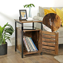 VASAGLE Comodino in Stile Industriale, Tavolino con 2 Piani d’Appoggio, Ripiano Regolabile, Struttura in Acciaio, 40 x 40 x 60 cm, Camera da Letto Salotto, Marrone Vintage e Nero LET62BX