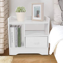 EBTOOLS Comodino Bianco/Marrone con Cassetto e Scompartimento Aperto, Comodino da Letto Legno Composito, 42 x 24 x 40 cm(Bianco)