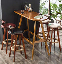 GYPPG Swivel Barstools Chairs Home Counter Living Room Kitchen with Height Footrest Faux Leather Upholstered Seat,Max Load 200KG (Black)