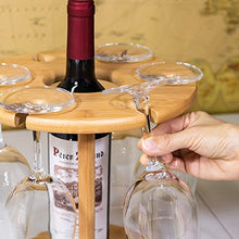 Roponan Portabicchieri da Vino per 6 Bicchieri e 1 Bottiglia, Porta Bottiglie di Vino per Gli Amanti del Vino o per Gli Ospiti di Feste o Banchetti, Bambù Naturale